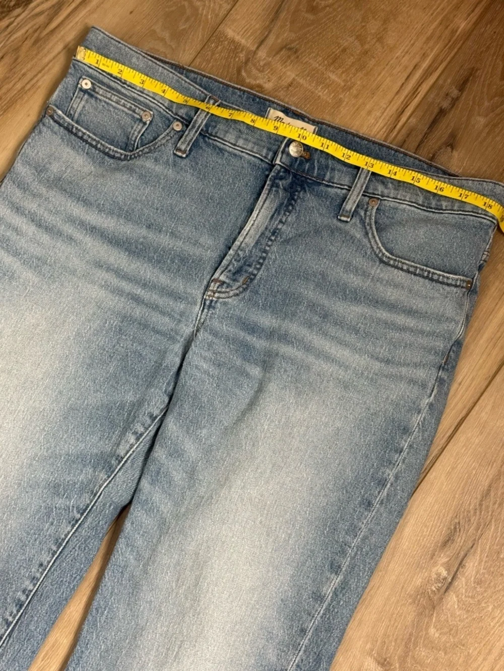 Madewell Jeans Mid Rise Perfect Vintage Distressed Straight Medium/ Light Wash
